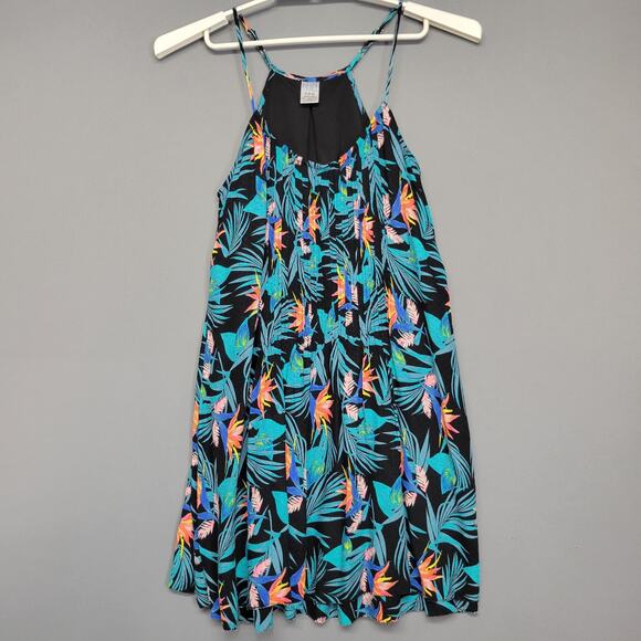 Time and Tru Dress Womens Small Black Floral Tropical Adjustable Strap Sundress - Picture 1 of 11